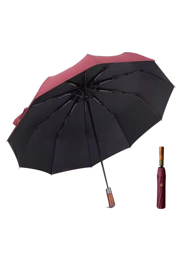 روبوست مظلة متينة مقاومة للرياح والماء - عبوة من قطعة واحدة (أحمر) | آلية فتح وإغلاق تلقائية | خفيفة الوزن وصغيرة الحجم | شديدة التحمل | مناسبة للسفر - Image 1